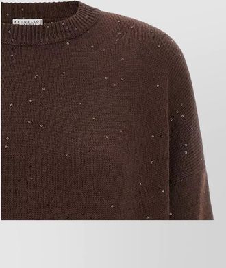Brunello Cucinelli cashmere silk sequined crew neck sweater