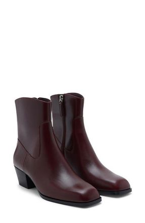 Mango Square Toe Ankle Bootie in Burgundy at Nordstrom, Size 6.5Us
