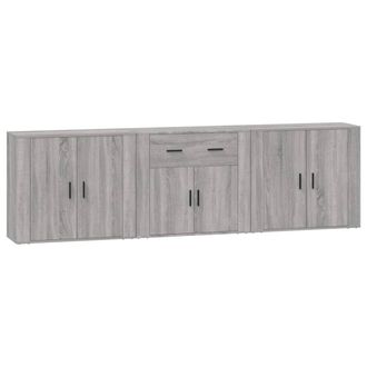 vidaXL Aparadores 3 Piezas Madera Contrachapada Gris Sonoma Vidaxl