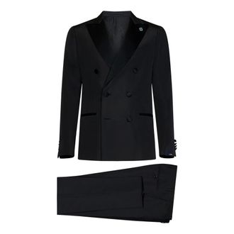 Lardini Double Breasted Suits, male, Black, Size: XL Tuxedo Suit
