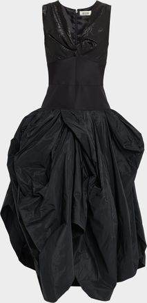 Christopher John Rogers Draped Bustier Sleeveless Maxi Dress