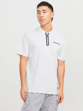 Jack & Jones Poloshirt JACK & JONES JCOFUSION PIQUE POLO SS SN, Herren, Gr. XS, weiss (hellwei&szlig;), Jersey, Obermaterial: 52% Baumwolle, 44% Polyester, 4% Elasthan, 