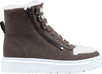 DKNY Miri Lace-Up Zipper High-Top Sneakers for Women in Brown Suede
