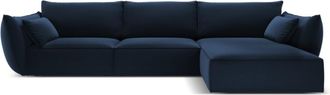 BLOOMINGLOFT 4-Sitzer Design Ecksofa Vanda mit Eckteil rechts - Samtbezug