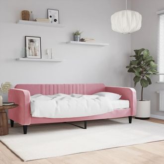 vidaXL Sof&aacute; Cama Con Colch&oacute;n Terciopelo Rosa 90x200 Cm Vidaxl