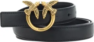 Pinko Belts, female, Black, Size: XS Love Berry Belt with Birds Logo