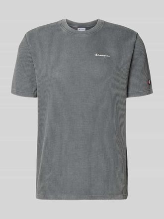 Champion T-Shirt mit Strukturmuster und Label-Stitchings in Anthrazit, Gr&ouml;&szlig;e XXL