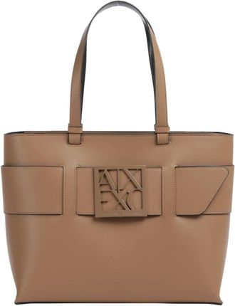 A|X Armani Exchange Borsa shopper media con monogramma tono su tono - - Bags - Donna - Beige - ONE SIZE
