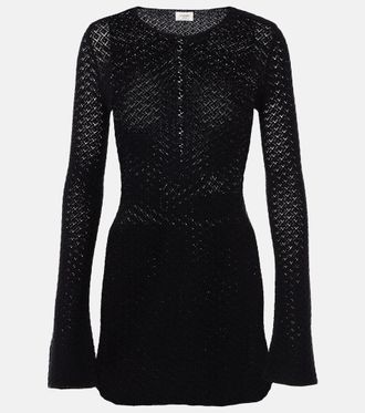 Saint Laurent Abito corto in crochet di misto lana
