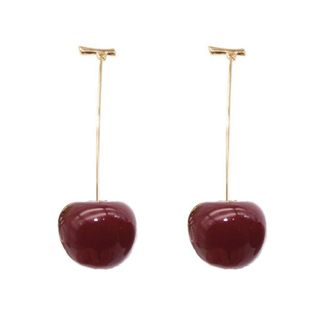Generic Cute Sweet Simulation Red Cherry Earrings Fruit Stud Earrings for Women Gift Wine Red Dependable Performance Fashion