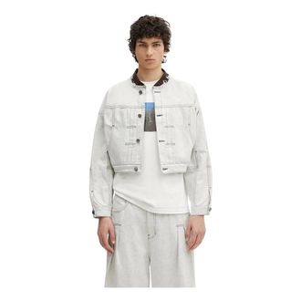 Ader Error Product. 21 Cropped Denim Jacket - Heren - Spijkerjassen - Wit - XL - Denim - Jassen