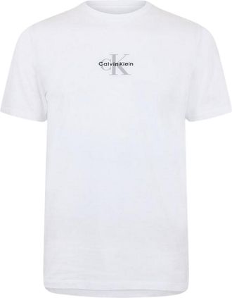 Calvin Klein Heren Logo Bedrukt T-Shirt (Briljant wit)