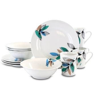 Gibson Home Vineyard 12 Piece Round Fine Ceramic Dinnerware Set in White at Nordstrom