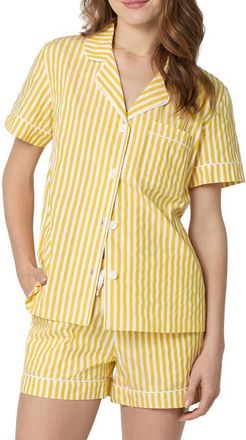 Bedhead Pajamas Stripe Organic Cotton Dobby Short Pajamas in Yellow 3D Stripe at Nordstrom, Size X-Small