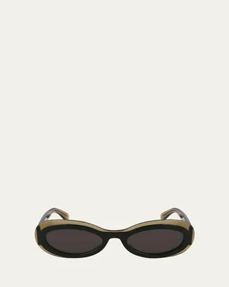 Ferragamo Classic Logo Acetate Oval Sunglasses