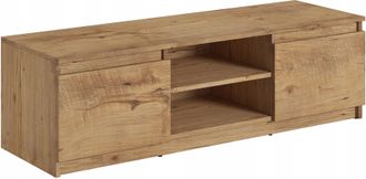 OEM Mueble De Tv Sencillo De 120 Cm, Para Tv, 2 Armarios Y Estantes, Color Casta&ntilde;o Mate