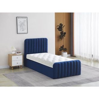 Kosy Koala Ottoman Gas Lift Storage Bed 3ft Single and 1 Mattress Blue Velvet Bedroom