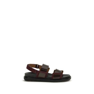 Marni Black Calf Leather Bos Taurus Strap-On Womens Sandals