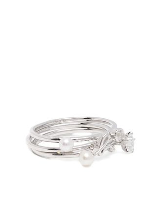 agn&egrave;s b. pearl-embellished ring - women - Metal/silver - 3
