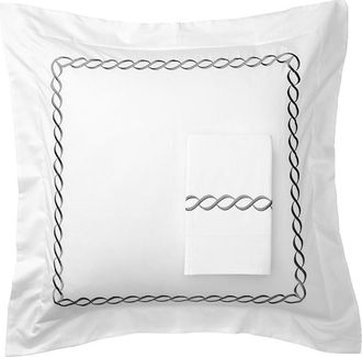 Melange Home Embroidered Rope 600 Thread Count 100% Cotton 26 Square Pillow Sham - Set of 2 in Grey at Nordstrom Rack, Size Euro