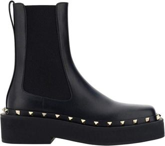 Valentino Garavani Black Calfskin Chelsea Womens Boots