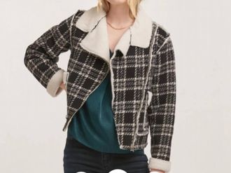 Dear John Denim Alvie Short Plaid Jacket In Black/white