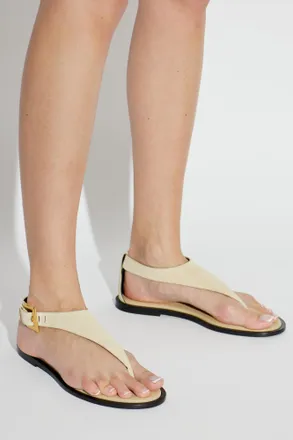 Balmain Anthem Suede Sandals, Womens, Cream