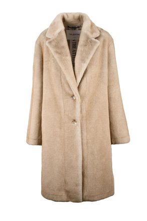 VALENTINI 1972 Faux Fur Coat Buttons - Beige