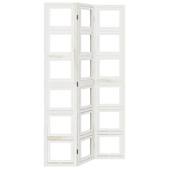 Berkfield Home Room Divider 3 Panels White Solid Wood Paulownia