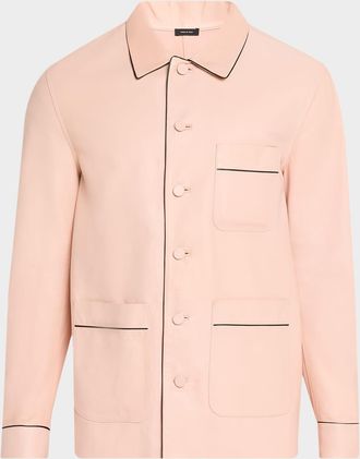 Tom Ford Men & apos;s Piped Nappa Leather Shirt Jacket