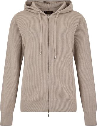 Moorer Zip-Up Hoodie - Dames - Vesten - Beige - XS - Katoen - Truien & Vesten