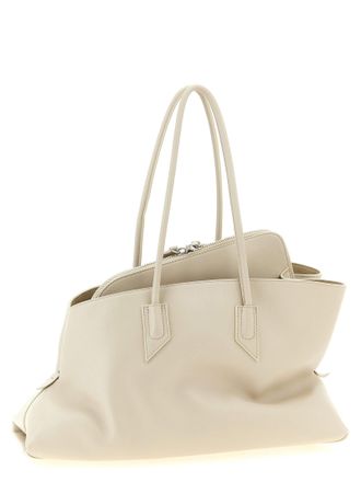 The Attico La Passeggiata Calfskin Leather Shoulder Bag - Ivory