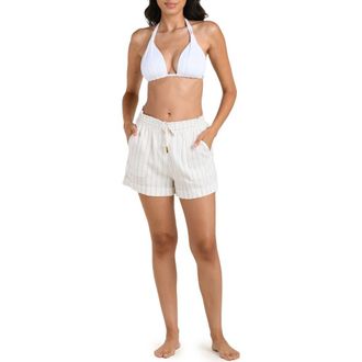 La Blanca Delphine Coast Linen Blend Cover-Up Shorts in Cream at Nordstrom, Size X-Small