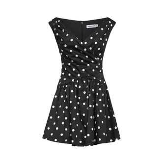Self Portrait Polka Dot Katoenen Mini Jurk - Dames - Korte kleedjes - Zwart - XS - Katoen - Kleedjes