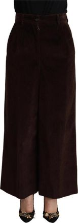 Dolce & Gabbana Zwarte Katoenen Broek met Hoge Taille en Wijde Pijpen - Dames - Wijde Broeken - Zwart - S - Katoen - Broeken
