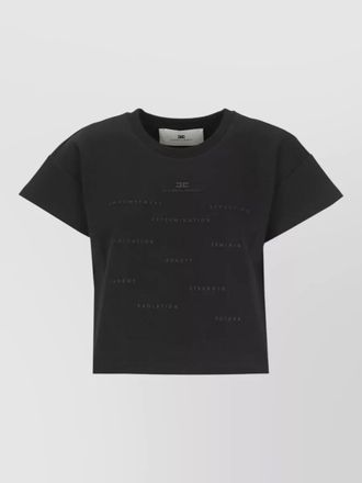 Elisabetta Franchi cropped crew neck knit top short sleeves