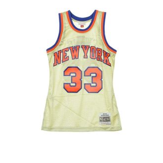 Mitchell & Ness Sportswear, male, Beige, Size: M Vintage Basketball Tank Top Patrick Ewing