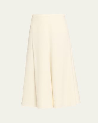 Brunello Cucinelli Wool-Stretch A-Line Midi Skirt