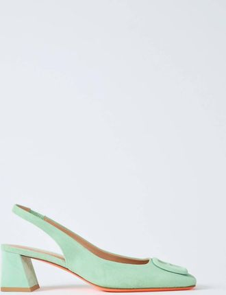 Santoni Womens Marta Slingback Sandal In Green Suede