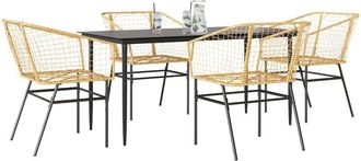 vidaXL Juego De Comedor Jard&iacute;n 5 Piezas Rat&aacute;n Sint&eacute;tico Marr&oacute;n Vidaxl