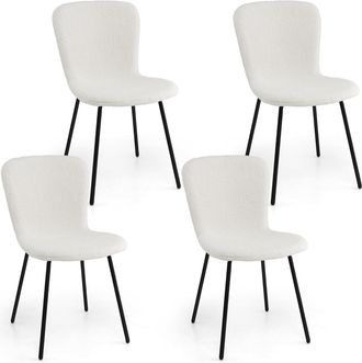Costway Costway - Juego De 4 Sillas De Comedor, Silla Tapizada Moderna Con Respaldo Y Patas De Metal, Juego De Sillas Cosm&eacute;ticas, Sillas De Ocio Para Sala De 