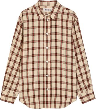 R&oacute;he Oversized Checked Linen Shirt - Red - 38 (UK10 / S)