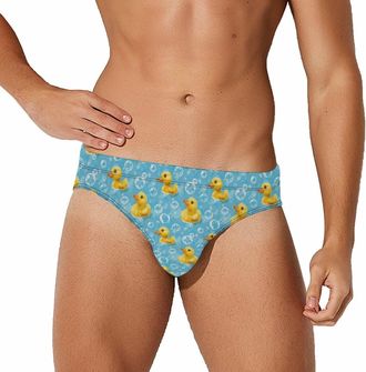 Generic Yellow Rubber Duck and Bubbles Novelty Mens Swimming Brief Swimwear Shorts Trunks Beach Pants Underwear L