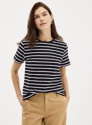 Contemporaine Womens Embossed scalloped stripes T-shirt