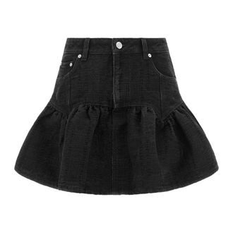 Ganni Falda Lurex Denim Mini - Skirts - Mujer - Negro - 2XS