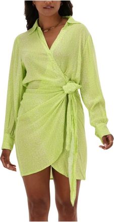 Refined Department Malu Dames Mini Jurk Lime - Dames - Wikkelkleedje - Groen - XS - Kleedjes