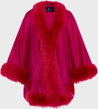 Gorski Cashmere Cape With Toscana Shearling Lamb Trim