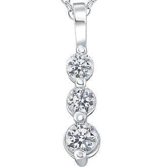 Pompeii3 1ct Three Stone Diamond Pendant 14K White Gold