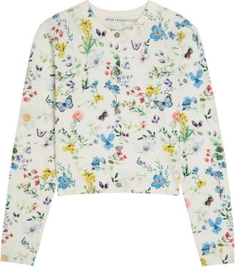 Alice & Olivia Carson Floral Print Stretch-cotton Cardigan - Multicoloured - XL (UK16 / XL)