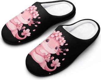 Generic Cherryflowers Axolotl Womens Slippers Warm House Slippers Indoor House Shoes with Anti-Skid Rubber Sole
